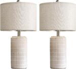 PoKat 23" Modern Ceramic Table Lamp Set of 2 for Living Room White Desk Lamps fo... - Image 9