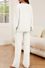 GKBK Lounge Sets for Women 2 Piece Fuzzy Fleece Pajamas Long Sleeve Oversized Lo... - Image 4