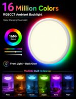 Smart Ceiling Light, 12 Inch RGBIC LED Flush Mount Ceiling Light Fixture, 2400LM... - Image 3