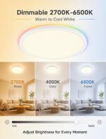 Smart Ceiling Light, 12 Inch RGBIC LED Flush Mount Ceiling Light Fixture, 2400LM... - Image 6