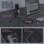 FIFINE USB Microphone, Metal Condenser Recording Microphone for MAC OS, Windows,... - Image 8