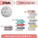 Mr. Pen- Washi Tape Set, 21 Rolls, Assorted Sizes, Floral | 5 Yards/Roll, Washi ... - Image 3