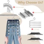 Pants Hangers with Clips,Space Saving Hanging Closet Organizer-6 Tiers Skirt Han... - Image 4