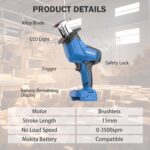 NANWEI Cordless Reciprocating Saw, 20V Brushless Motor 3500RPM Variable Speed, 2... - Image 8
