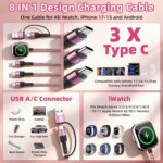 Travel Essentials, 3 USB C Multi Charging Cable with iWatch Charger for Car | Ch... - Image 3