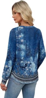 Alaroo Womens Long Sleeve Shirts Pleated V Neck Curved Hem Fall Winter Tunic Top... - Image 7