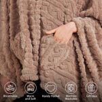 Wearable Blanket Poncho Cape Wrap for Adult, Cozy Sherpa Fleece Pocketed Shawl T... - Image 4