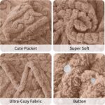 Wearable Blanket Poncho Cape Wrap for Adult, Cozy Sherpa Fleece Pocketed Shawl T... - Image 5