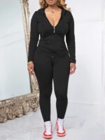 AUXDIO Women 2 Piece Outfits Casual Workout Sets Bodycon Tracksuit Zip Up Long S... - Image 3