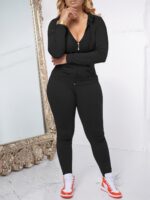 AUXDIO Women 2 Piece Outfits Casual Workout Sets Bodycon Tracksuit Zip Up Long S... - Image 6
