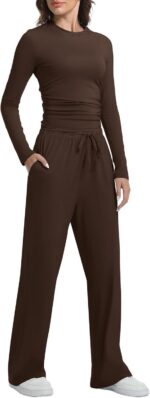 2 Piece Lounge Sets for Women Fall Outfits Long Sleeve Wide Leg Tracksuits Women... - Image 4
