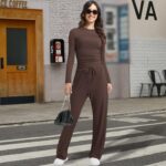 2 Piece Lounge Sets for Women Fall Outfits Long Sleeve Wide Leg Tracksuits Women... - Image 6
