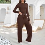 2 Piece Lounge Sets for Women Fall Outfits Long Sleeve Wide Leg Tracksuits Women... - Image 8
