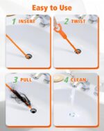 Drain Clog Remover, 25-Inch Drain Hair Removal Tool, Drain Hair Remover Plumbing... - Image 6