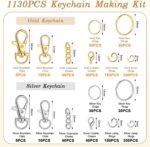 1130PCS Keychain Making Kit Jump Rings for Jewelry DIY Supplies Gold/Silver | Al... - Image 3