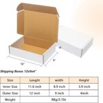 20 Pack 12x9x4 Shipping Boxes, White Corrugated Cardboard Packaging Box for Smal... - Image 3