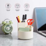 Desk Pencil Pen Holder, 3 Slots 360-Degree Spinning Organizers, Desktop Storage ... - Image 3