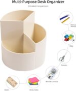 Desk Pencil Pen Holder, 3 Slots 360-Degree Spinning Organizers, Desktop Storage ... - Image 4
