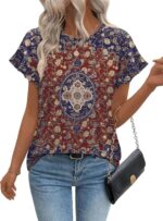 OFEEFAN Womens Tops 2026 Casual Round Neck Ruffle Cap Sleeve Blouse Shirts Basic... - Image 3