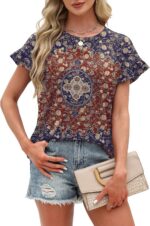 OFEEFAN Womens Tops 2026 Casual Round Neck Ruffle Cap Sleeve Blouse Shirts Basic... - Image 4