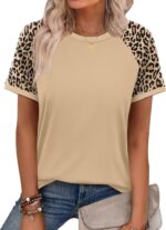 WIHOLL Womens Summer Tops Color Block Short Sleeve Raglan Shirts Spring Fashion ... - Image 3