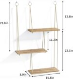 Fixwal Hanging Plant Shelves for Wall, 3 Tier Boho Wall Decor Plant Rack Floatin... - Image 4