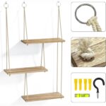 Fixwal Hanging Plant Shelves for Wall, 3 Tier Boho Wall Decor Plant Rack Floatin... - Image 5