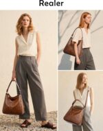 Realer Hobo Crossbody Bags for Women Designer Faux Leather Hobo Handbags Retro L... - Image 3