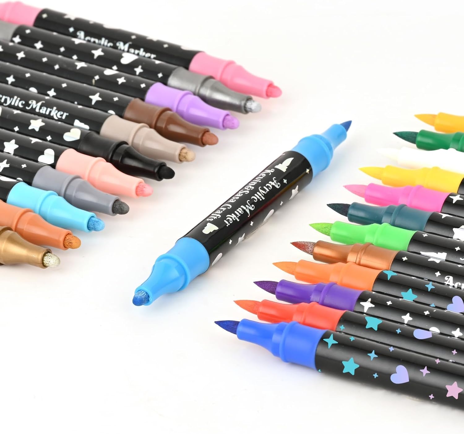 KEVIN&SASA CRAFTS 24 Colors Dual Tip Acrylic Paint Marker Pens Set | Multifuncti... - Image 6