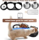 Cat Food and Water Bowl Set, Stainless Steel Raised Cat Bowls with Automatic Wat... - Image 4