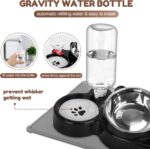 Cat Food and Water Bowl Set, Stainless Steel Raised Cat Bowls with Automatic Wat... - Image 5