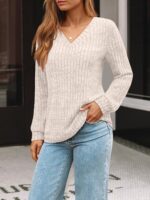 AUTOMET Womens V Neck Long Sleeve Shirts Fall Tops 2026 Lightweight Sweater | Dr... - Image 4