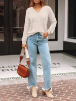 AUTOMET Womens V Neck Long Sleeve Shirts Fall Tops 2026 Lightweight Sweater | Dr... - Image 6