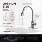 WEWE Single Handle High Arc Brushed Nickel Pull Out Kitchen Faucet,Single Level ... - Image 4