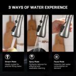 WEWE Single Handle High Arc Brushed Nickel Pull Out Kitchen Faucet,Single Level ... - Image 5