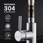 WEWE Single Handle High Arc Brushed Nickel Pull Out Kitchen Faucet,Single Level ... - Image 6
