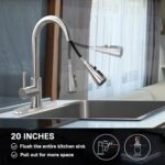 WEWE Single Handle High Arc Brushed Nickel Pull Out Kitchen Faucet,Single Level ... - Image 8