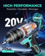 COMOWARE 20V Cordless Drill, Electric Power Drill Set with 1 Battery & Charger, ... - Image 3