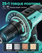 COMOWARE 20V Cordless Drill, Electric Power Drill Set with 1 Battery & Charger, ... - Image 5