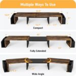 Simple Houseware Desk Dual Monitor Stand Riser with Drawer, Rustic Brown | Custo... - Image 4
