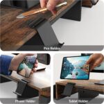 Simple Houseware Desk Dual Monitor Stand Riser with Drawer, Rustic Brown | Custo... - Image 5