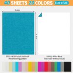 20 Colors 40 Sheets Glitter Cardstock,Cardstock Paper,Premium Sparkly Cricut Car... - Image 4