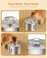 Cat Water Fountain Stainless Steel - 74oz/2.2L Automatic Large Pet Watering Bowl... - Image 4
