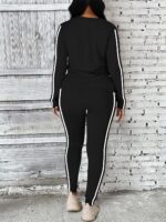 Women's 2 Piece Classic Striped Outfits Full Sleeve Lounge Long Sweatpants Jogge... - Image 5