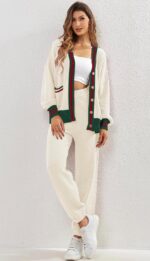 Women's 2 Piece Outfit Lounge Sets Trendy Cardigan Sweater Set Loungewear | Butt... - Image 3