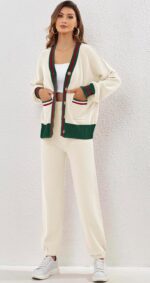 Women's 2 Piece Outfit Lounge Sets Trendy Cardigan Sweater Set Loungewear | Butt... - Image 4