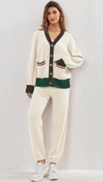 Women's 2 Piece Outfit Lounge Sets Trendy Cardigan Sweater Set Loungewear | Butt... - Image 6