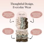 Kitsch Scrunchies for Women - Moss Green, 5 Pcs | No Crease Hair Ties for Girls ... - Image 5