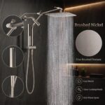 Veken All Metal 10" Luxurious Brushed Nickel Rain Shower Head with Handheld | Du... - Image 3