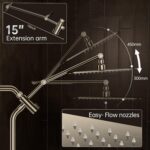 Veken All Metal 10" Luxurious Brushed Nickel Rain Shower Head with Handheld | Du... - Image 8